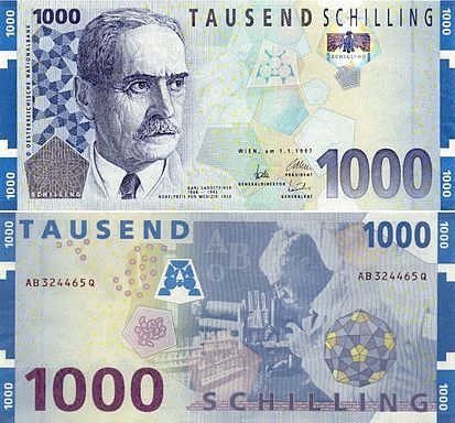 1000 австрийских шиллингов, Национальный банк Австрии.
