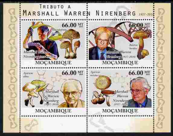 Блок марок, посвящённый Ниренбергу Маршаллу Уоррену.